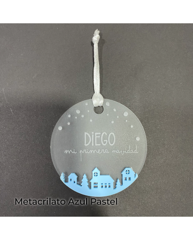 Bola de Navidad "Mi primera Navidad" con Nombre y Paisaje Navideño Bola de Navidad "Mi primera Navidad" con Nombre y Paisaje Navideño
