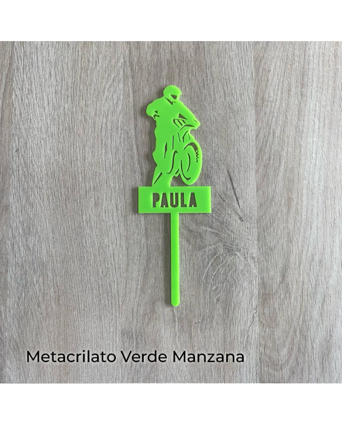 Topper Motocross con Nombre Troquelado