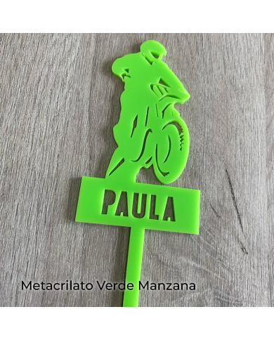 Topper Motocross con Nombre Troquelado