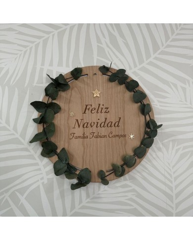 Corona de Navidad Familia y Apellidos con o sin Ramas de Eucalipto Preservado