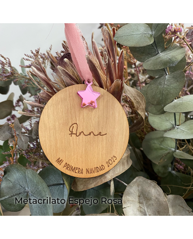 Bola Nombre Mi Primera Navidad 2023 con Estrella Colgada