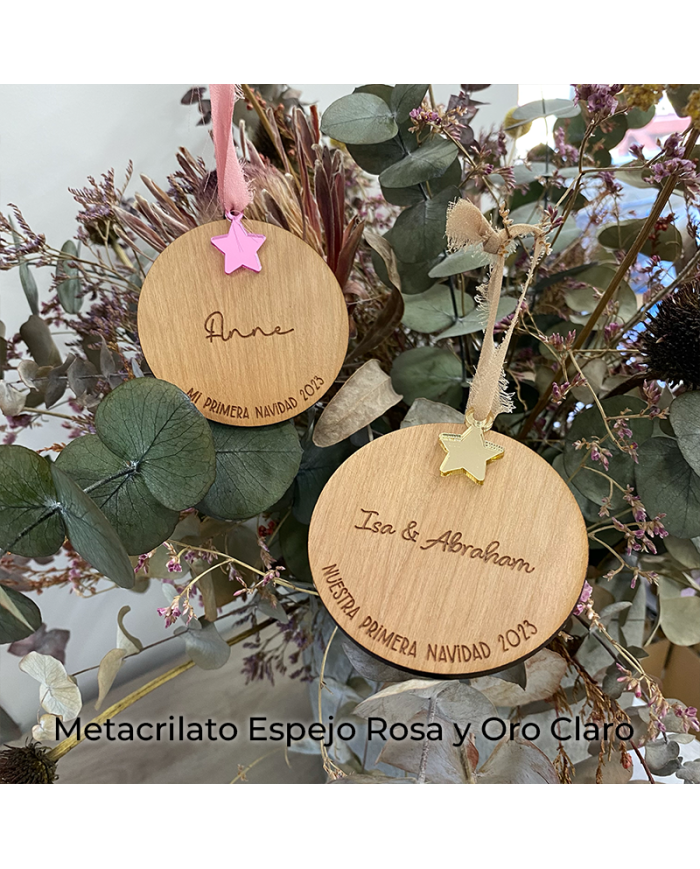 Bola de Navidad "Nuestro Primer Año" para Dos Nombres con Estrella