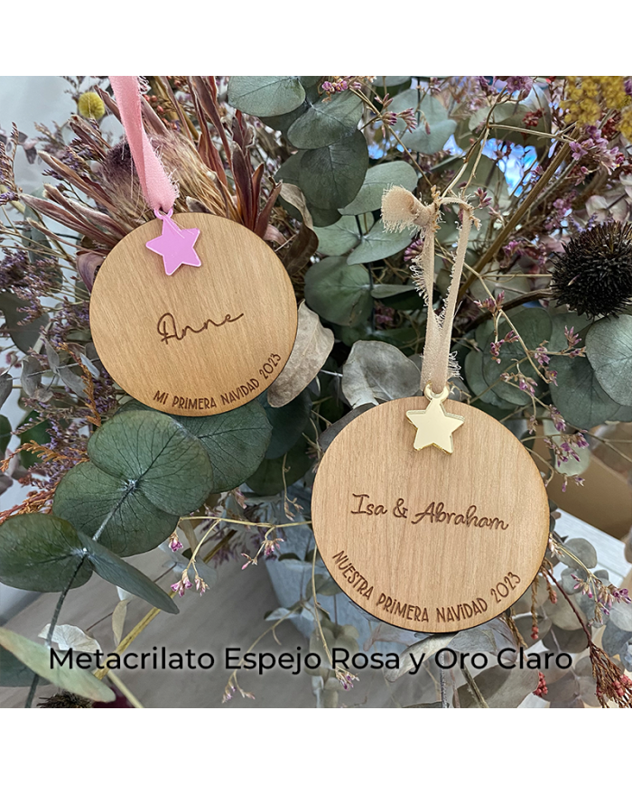 Bola de Navidad "Nuestro Primer Año" para Dos Nombres con Estrella