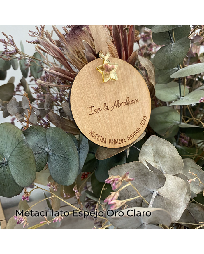 Bola de Navidad "Nuestro Primer Año" para Dos Nombres con Estrella