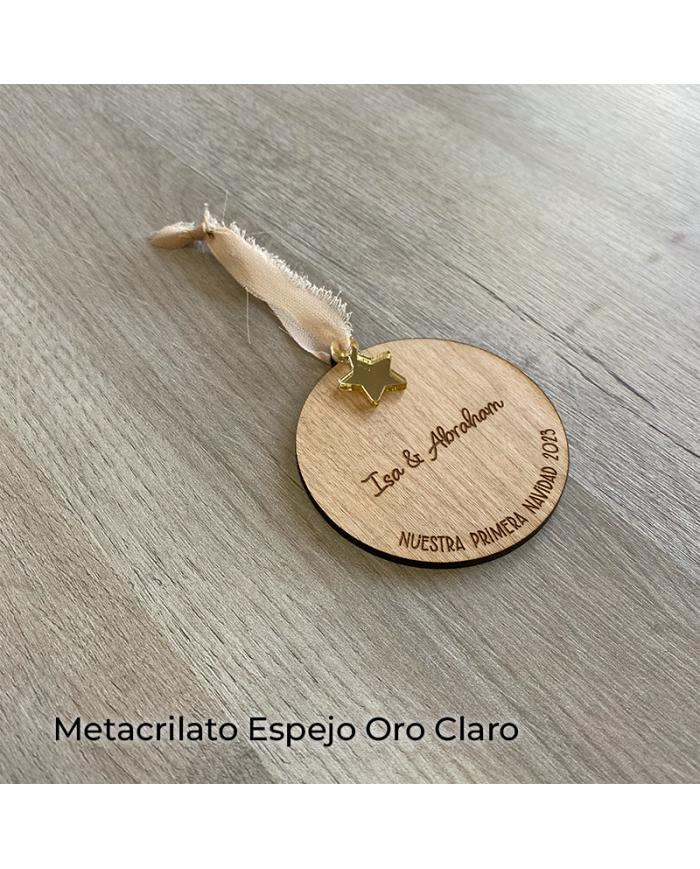 Bola de Navidad "Nuestro Primer Año" para Dos Nombres con Estrella