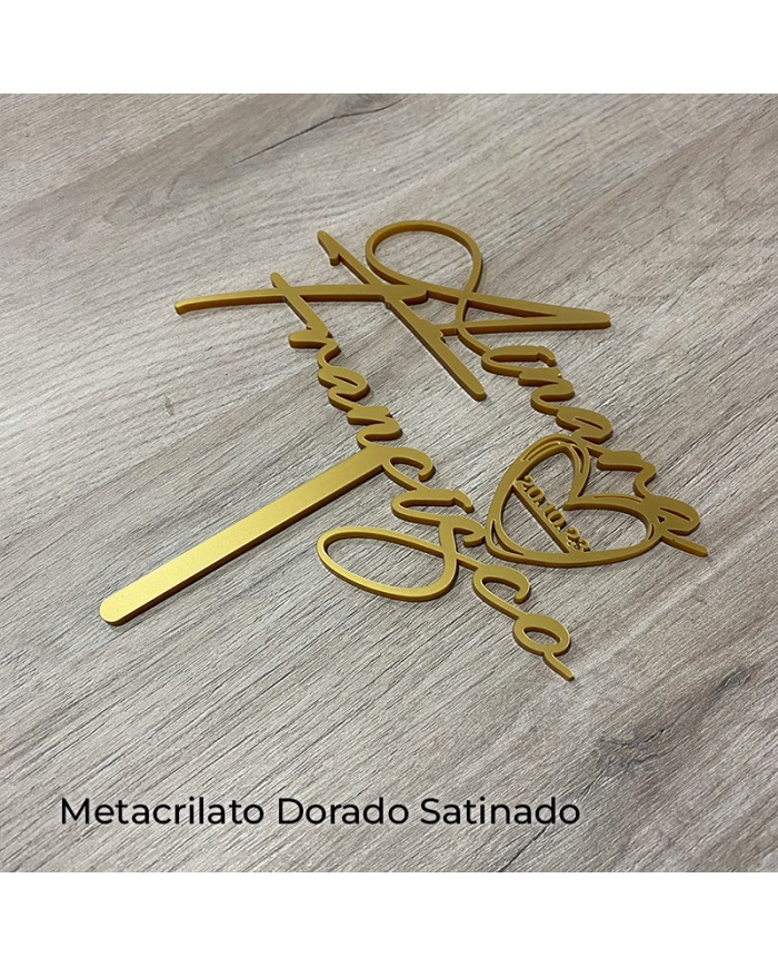 Topper Elegante con Nombres Entrelazados y Fecha de Boda