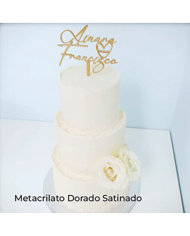 Topper Elegante con Nombres Entrelazados y Fecha de Boda Topper Elegante con Nombres Entrelazados y Fecha de Boda