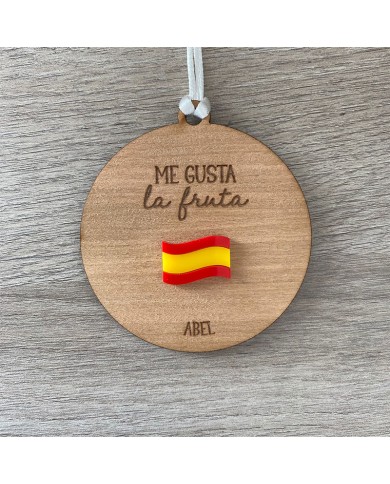Bola "Me gusta la fruta" con Bandera de España Personalizada con Nombre