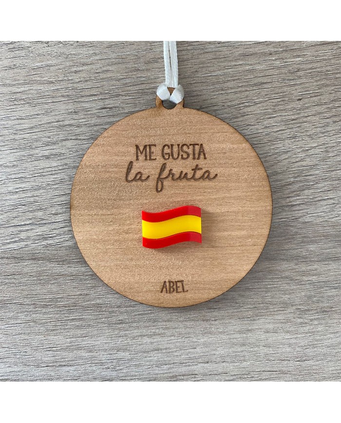 Bola "Me gusta la fruta" con Bandera de España Personalizada con Nombre Bola "Me gusta la fruta" con Bandera de España Personalizada con Nombre