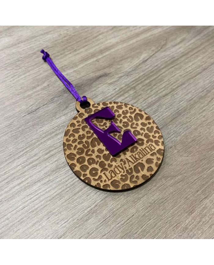 Bola de Navidad Leopardo con Nombre Grabado e Inicial en Metacrilato Espejo