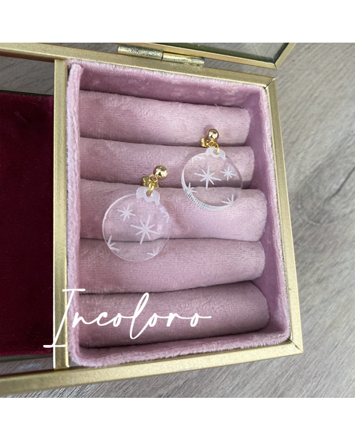 Pendientes Navideños Bolas de Navidad Con Estrellas Grabadas