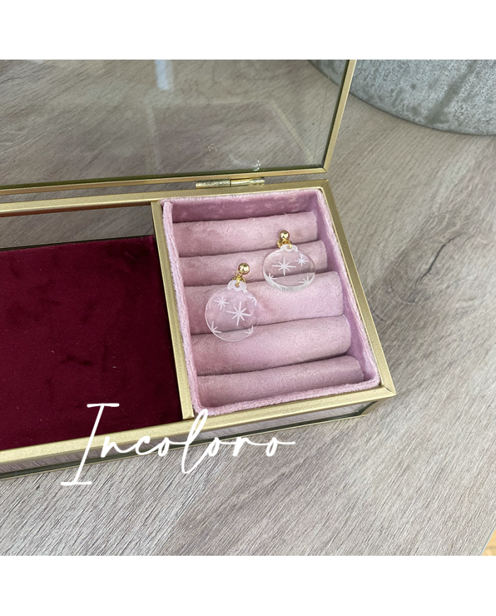 Pendientes Navideños Bolas de Navidad Con Estrellas Grabadas