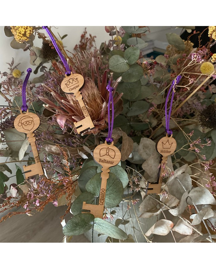 Adorno Navideño Llaves Papá Noel o Reyes Magos Personalizado con Nombre