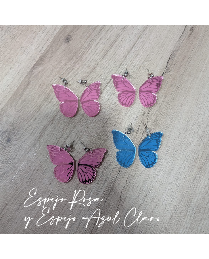 Pendientes Alas de Mariposa en Metacrilato Espejo de Colores