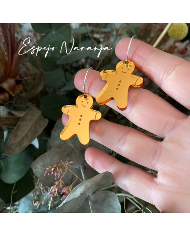 Pendiente Navideño en Forma de Galleta de Jengibre en Metacrilato Espejo Pendiente Navideño en Forma de Galleta de Jengibre en Metacrilato Espejo