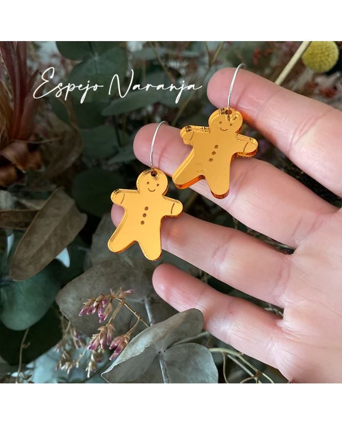 Pendiente Navideño en Forma de Galleta de Jengibre en Metacrilato Espejo