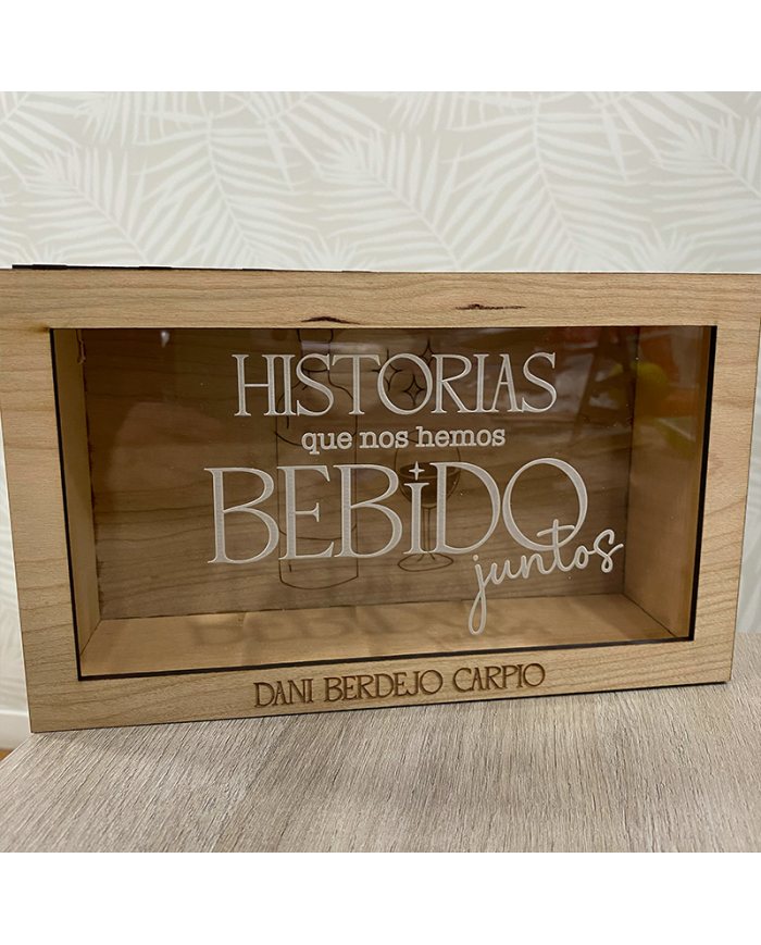 Caja de Corchos de Vino Pequeña: "Historias que nos hemos bebido juntos"