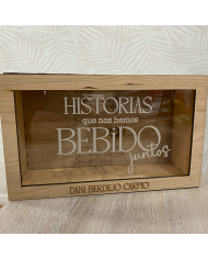 Caja de Corchos de Vino Pequeña: "Historias que nos hemos bebido juntos"