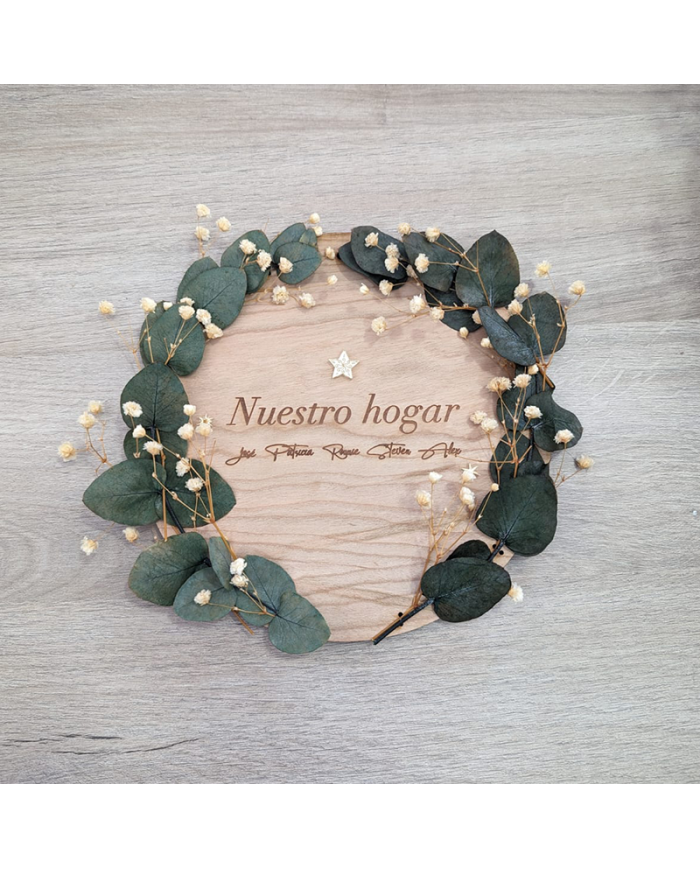 Corona Nuestro Hogar y Máximo 5 Nombres con o sin Eucalipto y Paniculata