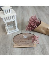 Cartel "Te quiero" y Familiar con Ramillete