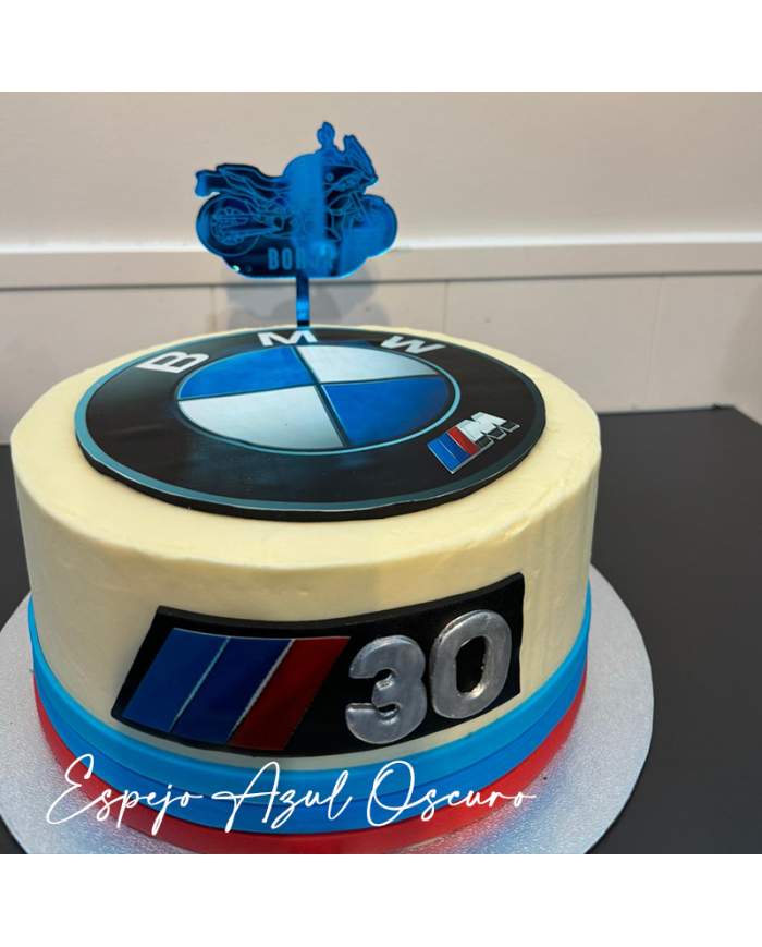 Topper Moto con Nombre Grabado en Metacrilato Espejo