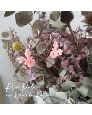 Pendientes Navideños de Renos Rosas con Nariz Roja