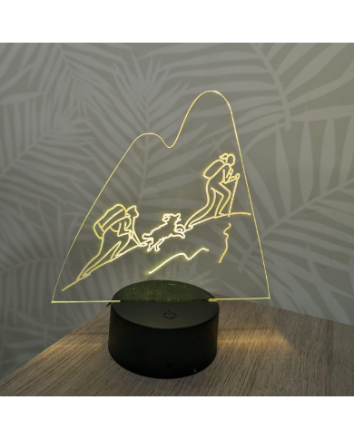 Lámpara Montaña con Pareja y Perro con Base de Led de Colores Lámpara Montaña con Pareja y Perro con Base de Led de Colores