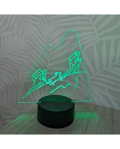Lámpara Montaña con Pareja y Perro con Base de Led de Colores Lámpara Montaña con Pareja y Perro con Base de Led de Colores
