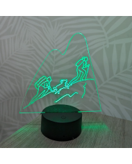 Lámpara Montaña con Pareja y Perro con Base de Led de Colores