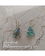 Pendientes de Árboles de Purpurina con Aro Bañado en Oro o Plata