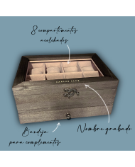 Joyero para 8 Relojes con Nombre y Apellido Grabado