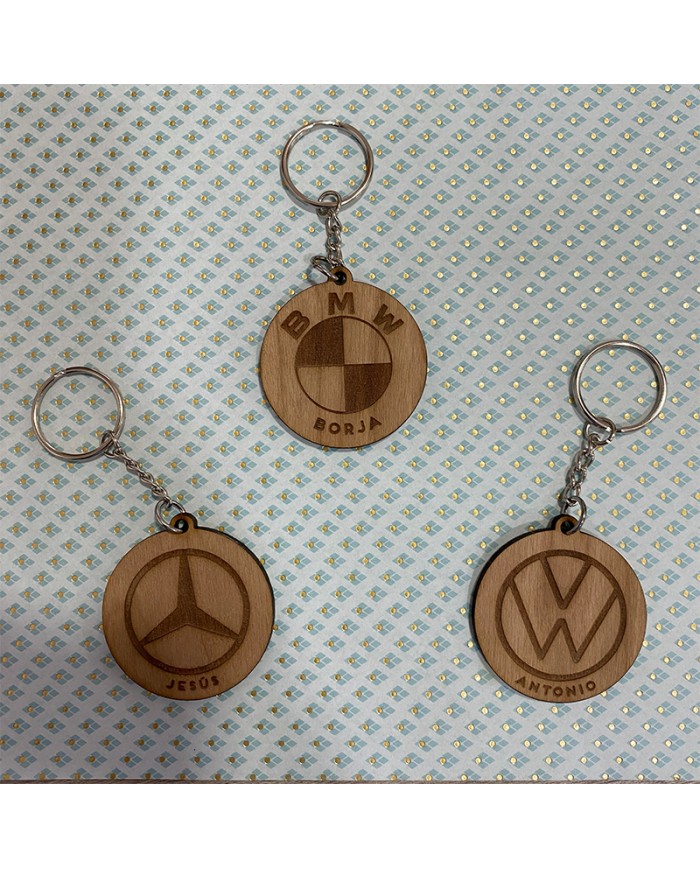 Llavero Logos de Marcas de Coches con Nombre Grabado