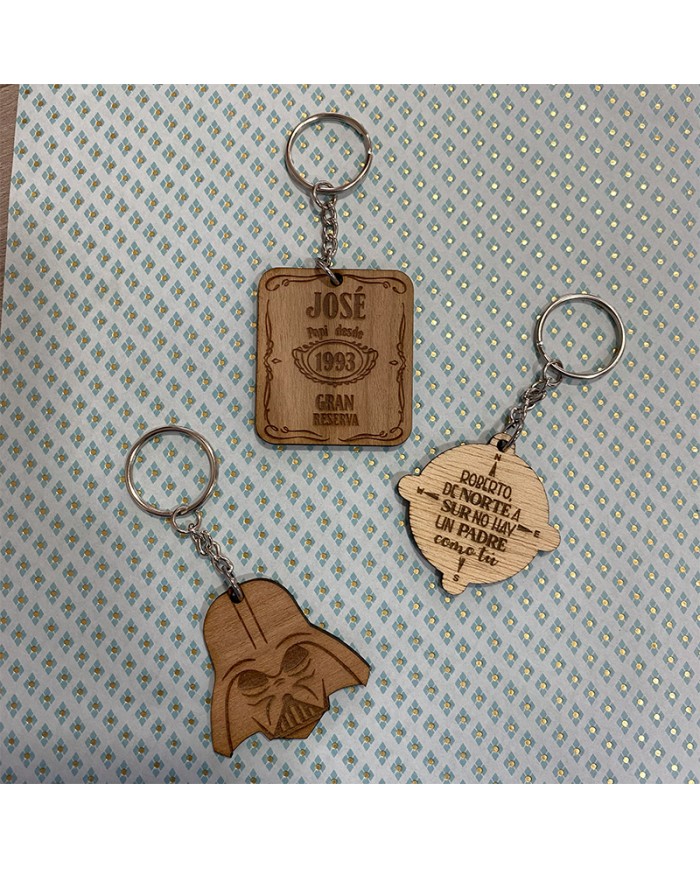 Llavero Star Wars "Eres el Mejor Padre de la Galaxia" de Madera con Nombre Grabado