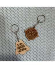 Llavero Brújula "De Norte a Sur no hay Padre Como Tú" de Madera con Nombre Grabado