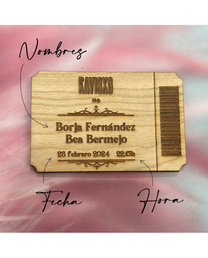 Tarjeta Personalizada de Invitación o Reserva en Restaurante con Nombres Fecha y Hora