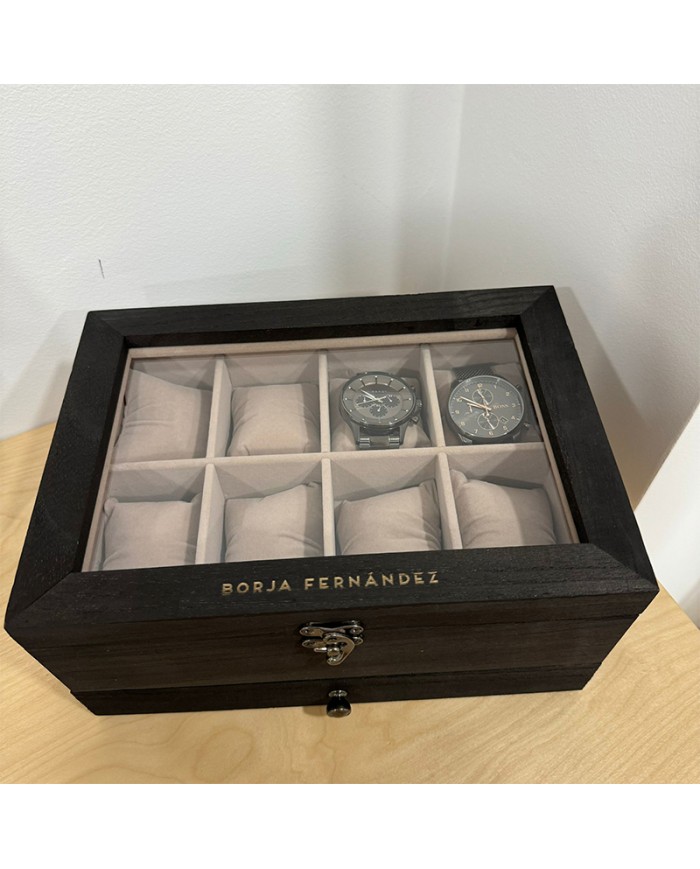 Joyero para 8 Relojes con Nombre y Apellido Grabado