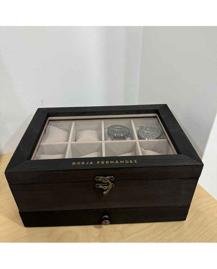 Joyero para 8 Relojes con Nombre y Apellido Grabado