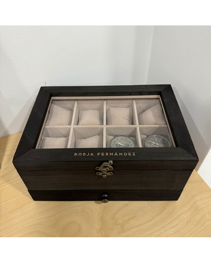 Joyero para 8 Relojes con Nombre y Apellido Grabado