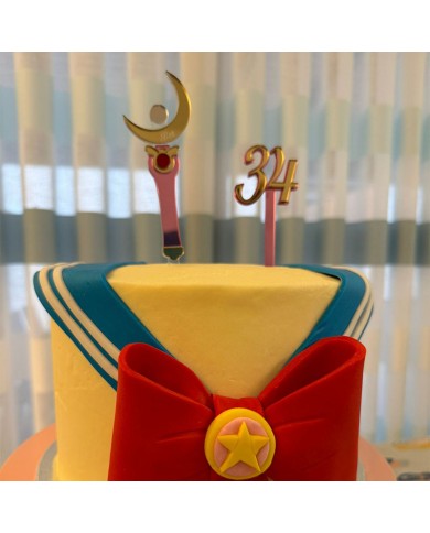 Topper Cetro Lunar Sailor Moon con Mini Topper de Edad Topper Cetro Lunar Sailor Moon con Mini Topper de Edad