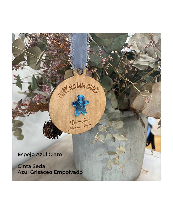 Bola Feliz Navidad con Muñeco de Galleta de Jengibre y Nombres