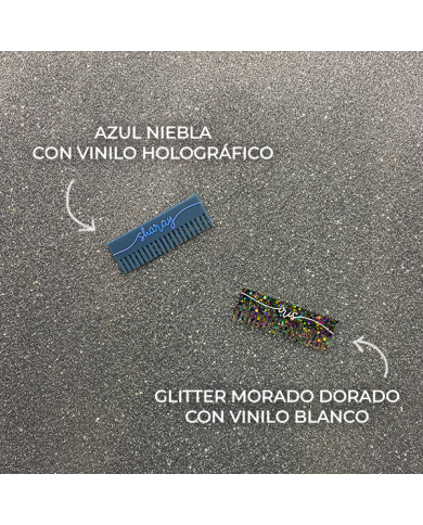 Peine de Metacrilato con Nombre en Vinilo Peine de Metacrilato con Nombre en Vinilo
