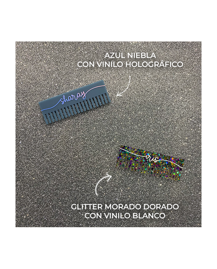 Peine de Metacrilato con Nombre en Vinilo Peine de Metacrilato con Nombre en Vinilo