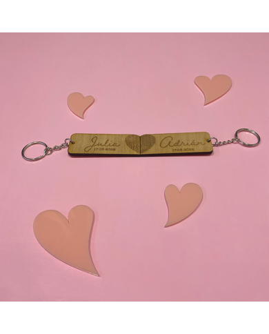 Pack de Dos Llaveros Personalizados Que Forman la Huella de un Corazón Pack de Dos Llaveros Personalizados Que Forman la Huella de un Corazón