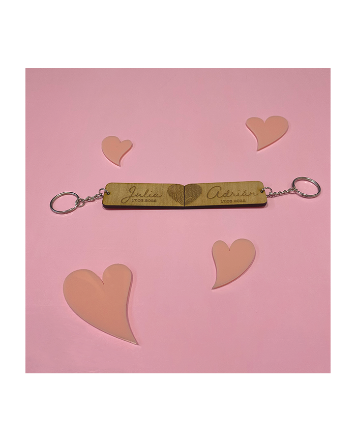 Pack de Dos Llaveros Personalizados Que Forman la Huella de un Corazón