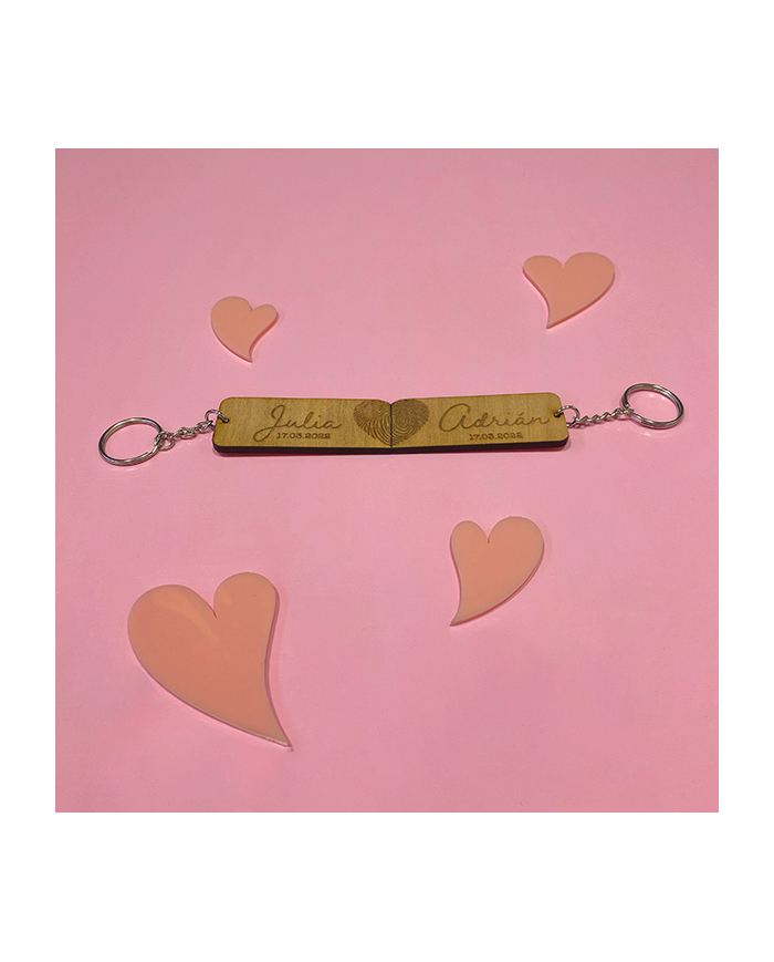 Pack de Dos Llaveros Personalizados Que Forman la Huella de un Corazón
