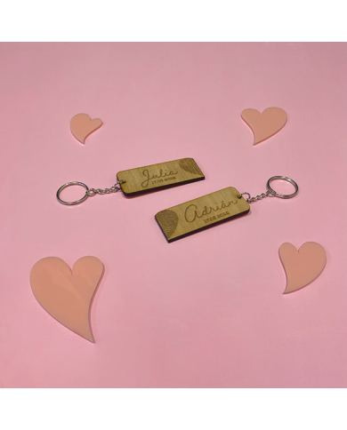 Pack de Dos Llaveros Personalizados Que Forman la Huella de un Corazón Pack de Dos Llaveros Personalizados Que Forman la Huella de un Corazón