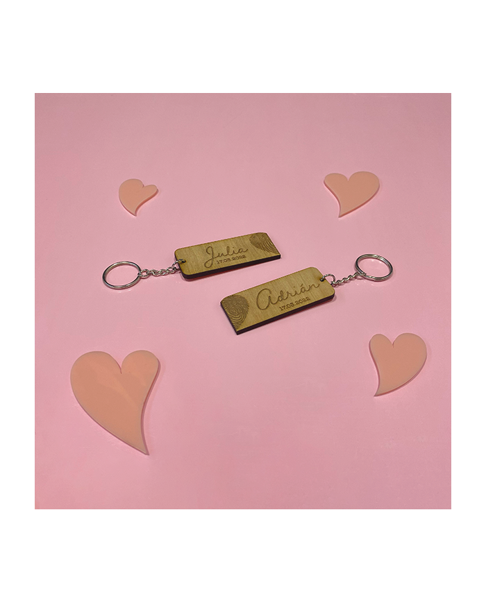Pack de Dos Llaveros Personalizados Que Forman la Huella de un Corazón