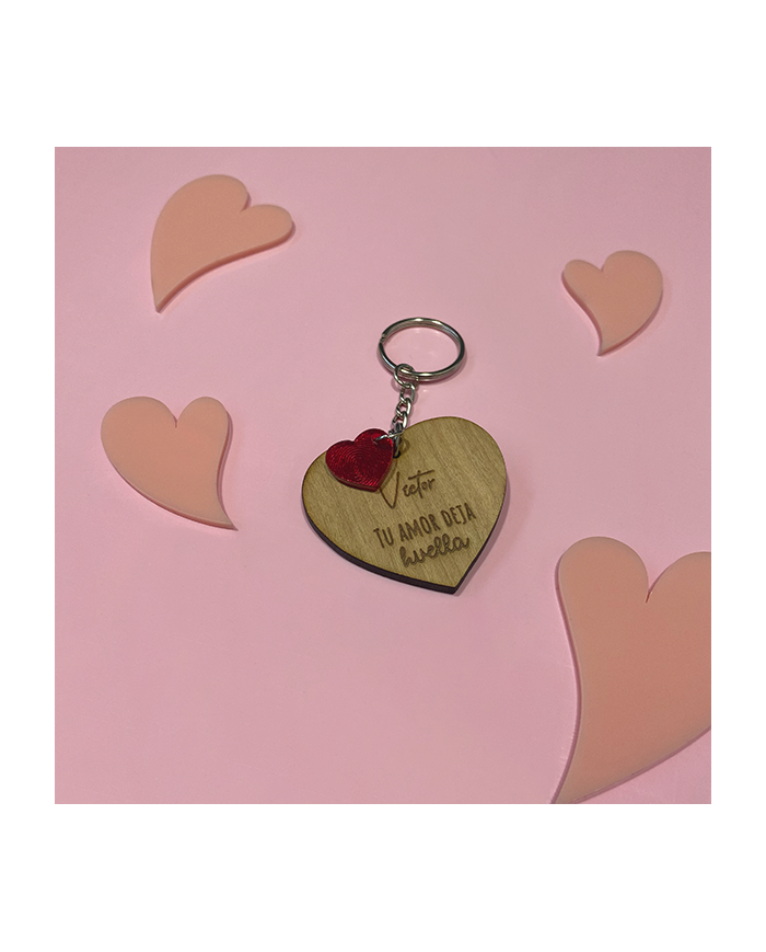 Llavero "Tu Amor Deja Huella" con Colgante de Huella de Corazón
