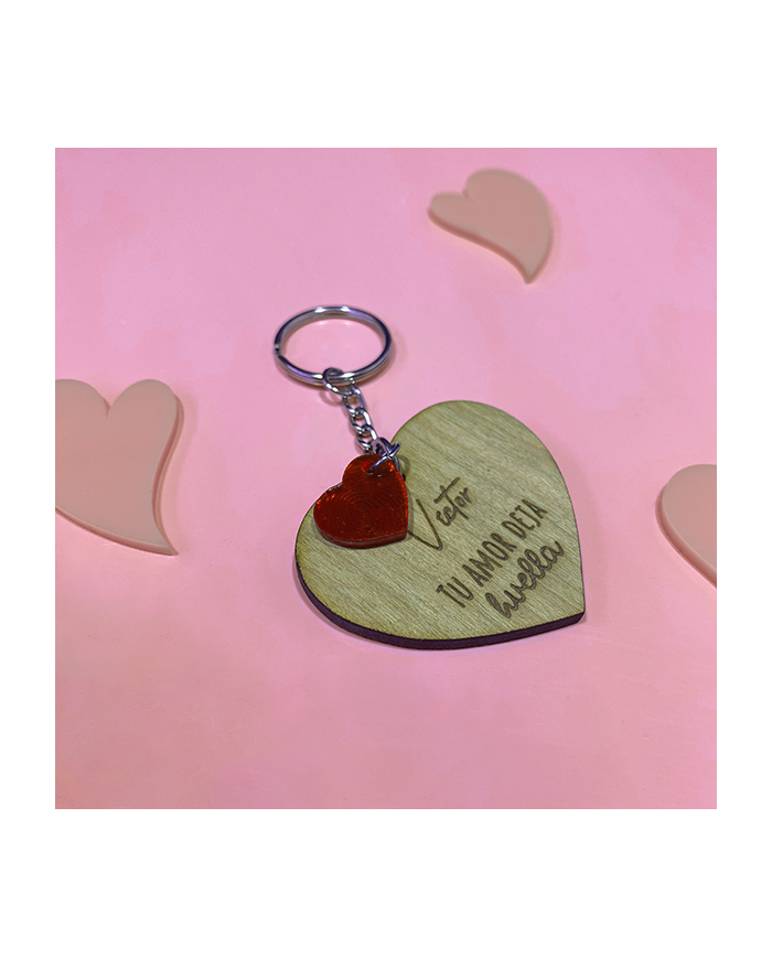 Llavero "Tu Amor Deja Huella" con Colgante de Huella de Corazón