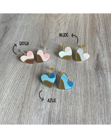 Pendientes Corazón Tricolor de Metacrilato Pendientes Corazón Tricolor de Metacrilato